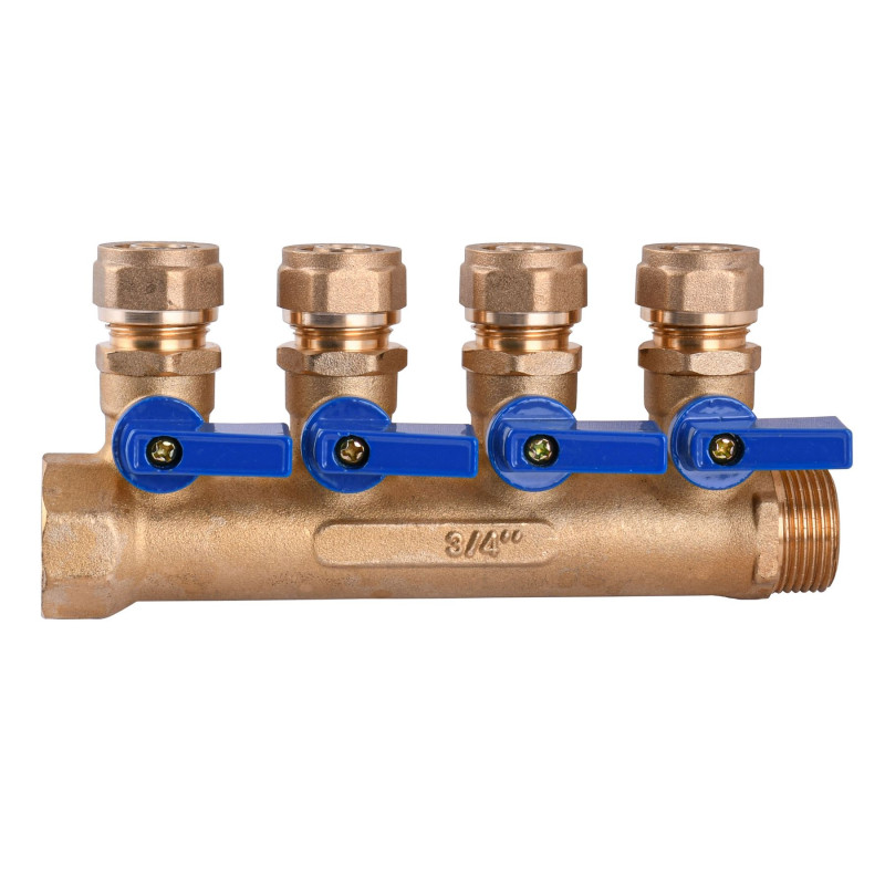Розподільчий колектор на 4 контури CRISTAL 3/4х16 ″(NM-1018) з перекриттям 