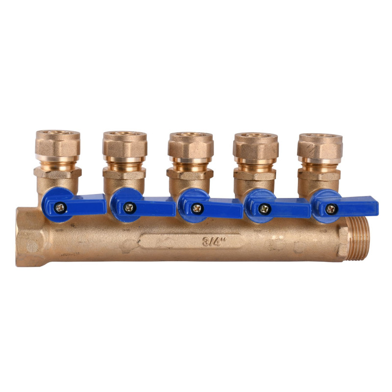 Розподільчий колектор на 5 контурів CRISTAL 3/4х16 ″ (NM-1018) з перекриттям 