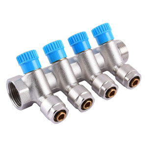 Распределительный коллектор на 4 контура CRISTAL 1Gх1/2х16 (NM-1016) с перекрытием