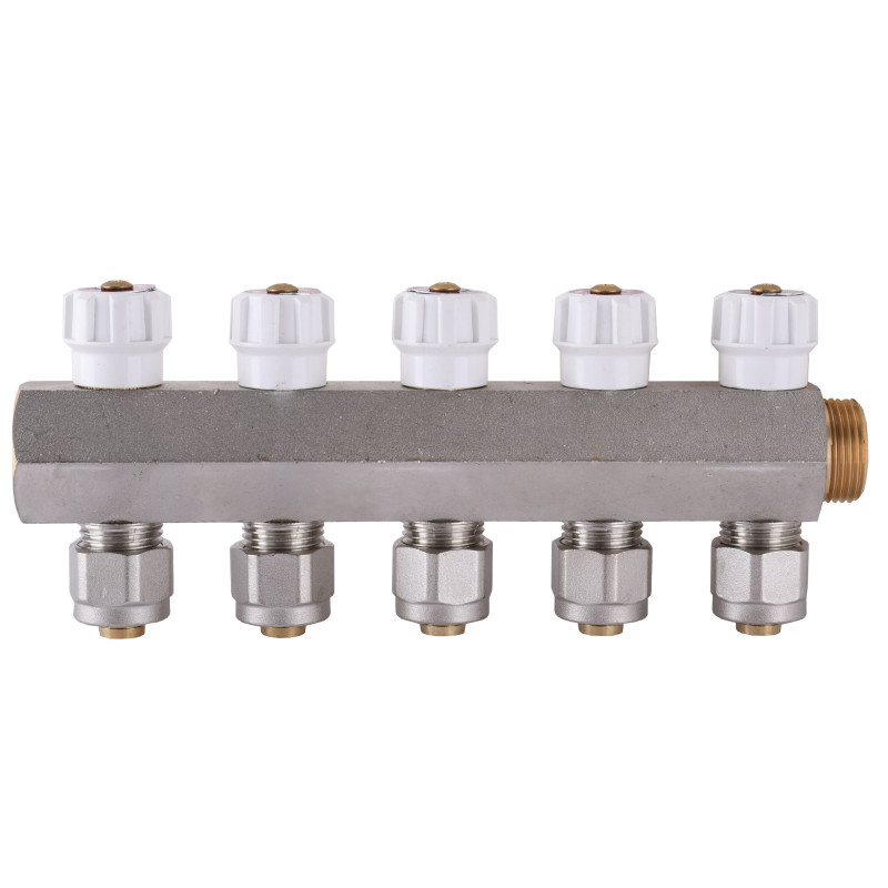 Розподільчий колектор на 5 контурів APE ITALY 7885 L 3/4х16 з перекриттям 