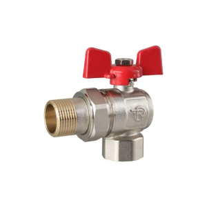 Кран кульовий REIGER 1/2" кутовий з американкою, червоний 