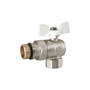 Кран шаровый REIGER 3/4" угловой с американкой, белый