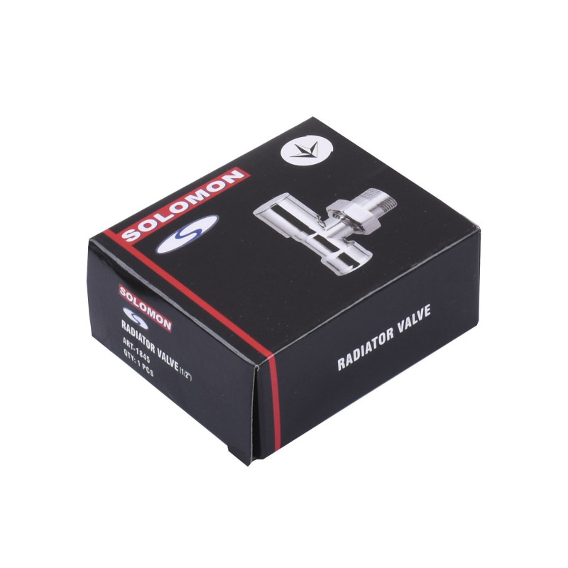 Кран вентильний SOLOMON CHROM 1845 1/2″ кутовий з американкою 