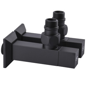 Набір кранів напівобертових  SOLOMON LUX CUBE BLACK 8888 1/2″ кутовий 2 шт