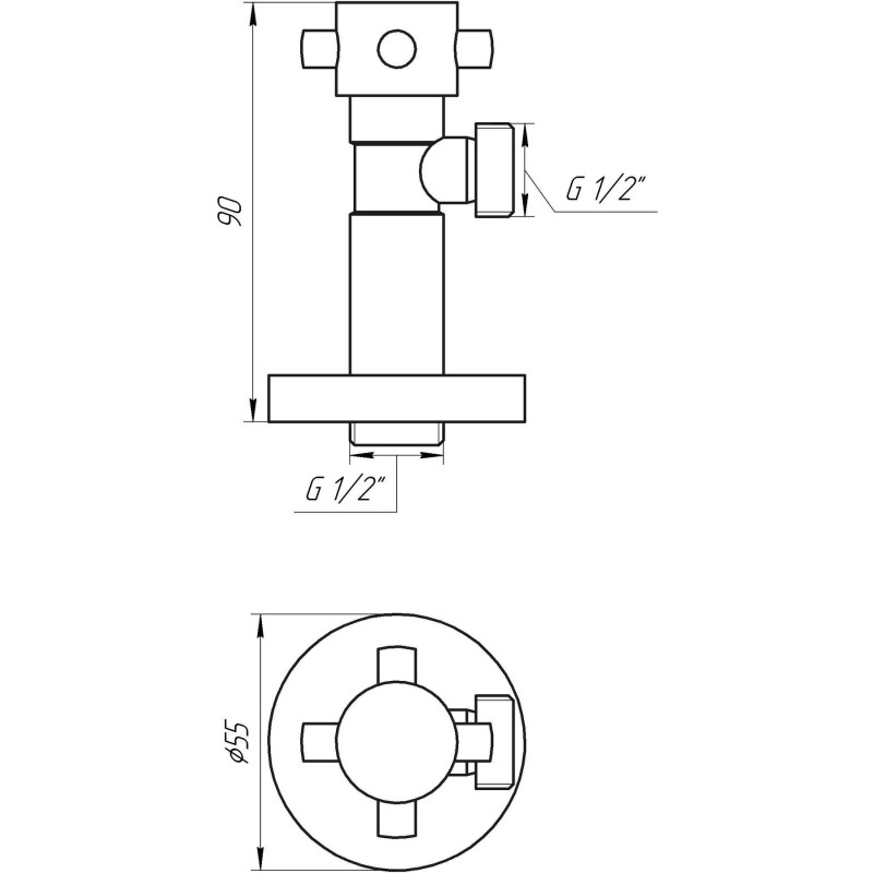 Кран полувращающийся SOLOMON 1/2"х1/2" Retro 7077 угловой