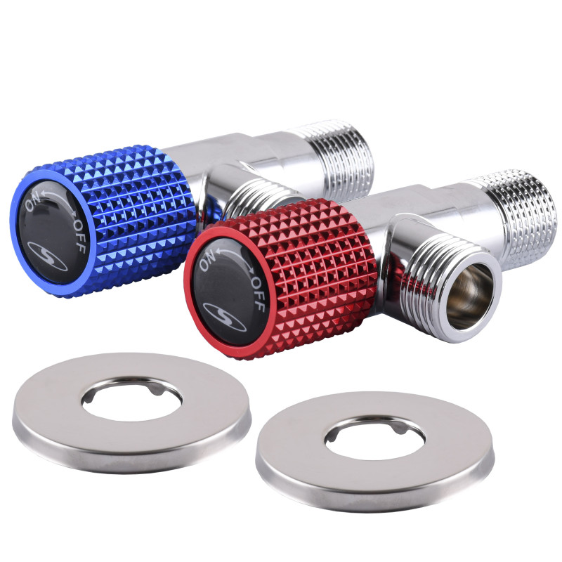 Комплект кранов SOLOMON EXCLUSIVE 9889 RED/BLUE 1/2"X1/2" угловых керамика