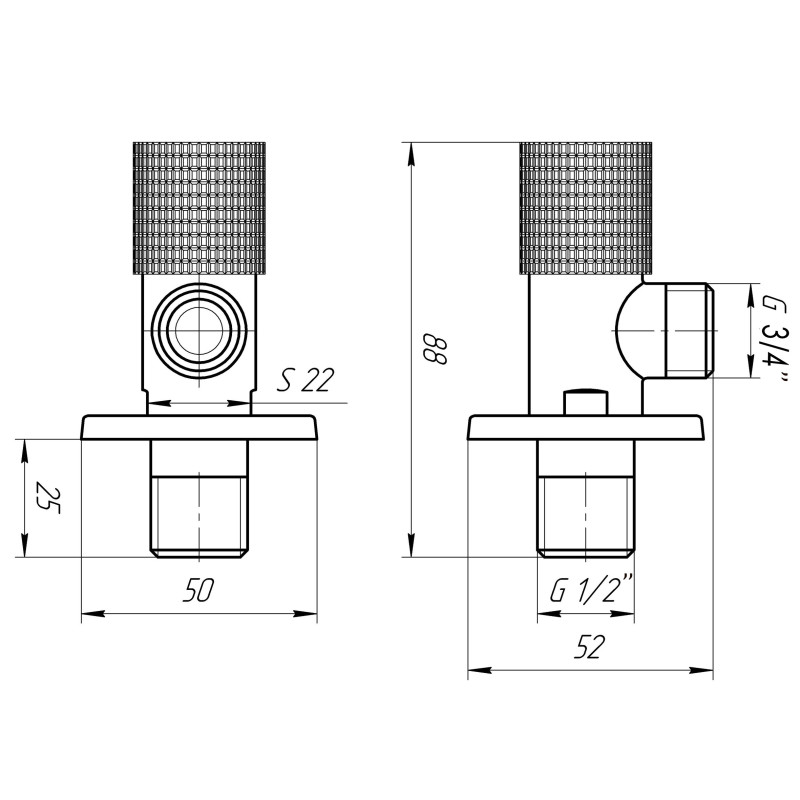 Кран угловой SOLOMON EXCLUSIVE 989 BB 1/2"X3/4" керамика 