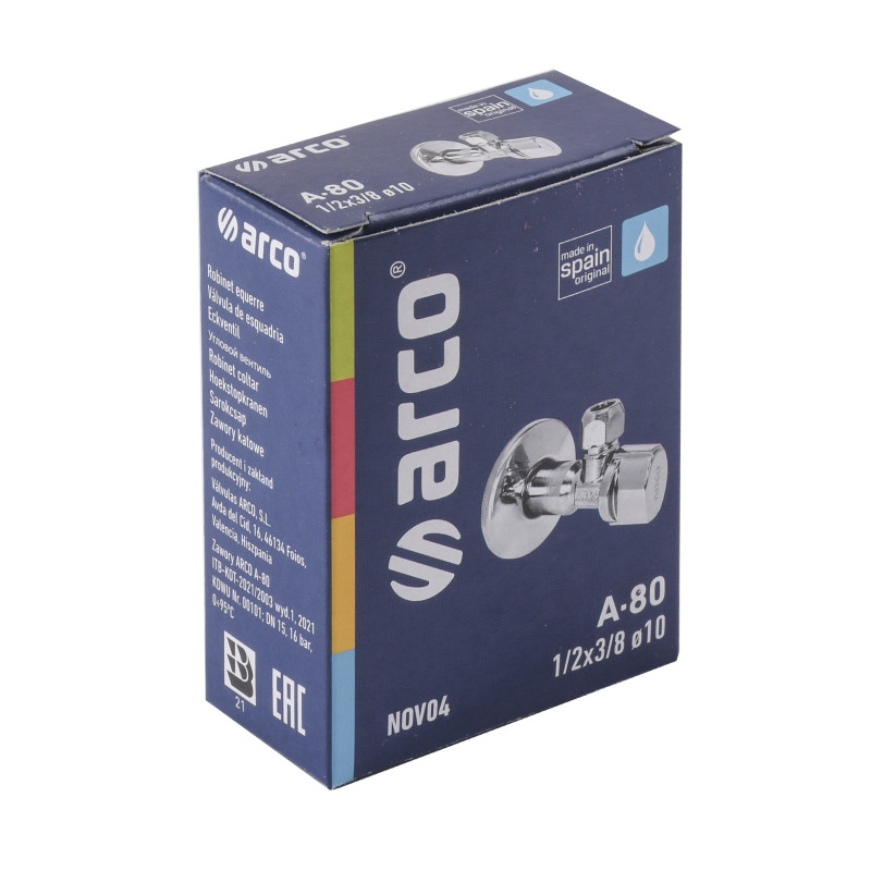 Кран шаровой ARCO NOV20 (NOV04) 1/2"х 3/8" угловой