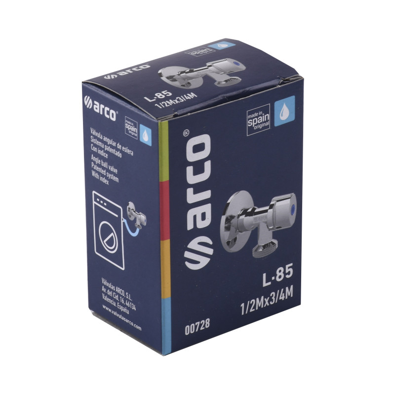 Кран кульовий ARCO 00728 1/2″х 3/4″ кутовий, подовжений 