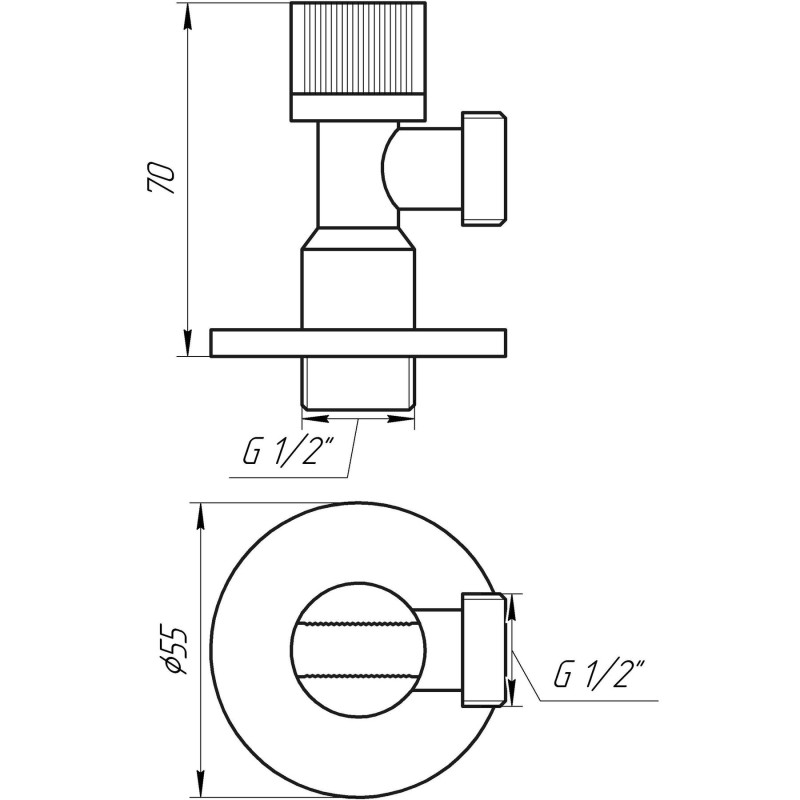 Кран приладовий SOLOMON A7032 1/2″х1/2″ кутовий 