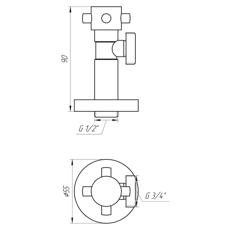 Приладовий кран SOLOMON 1/2" x 3/4" RETRO (7077)  