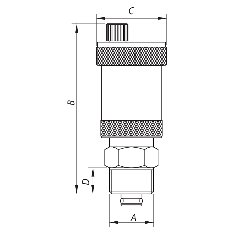 Повітровідвідник Koer KR.1254 1/2" автоматичний, прямий з зворотним клапаном  