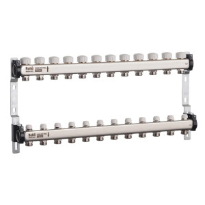 Колектор на 12 контурів Roho R805-12 - 1" з термостатичними та запірними клапанами 