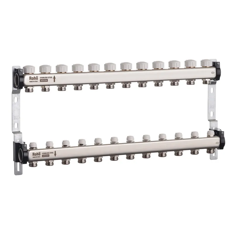 Колектор на 12 контурів Roho R805-12 - 1" з термостатичними та запірними клапанами 
