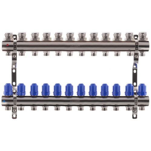 Колектор на 12 контурів Koer KR.1100-12 1" з  термостатичними клапанами  