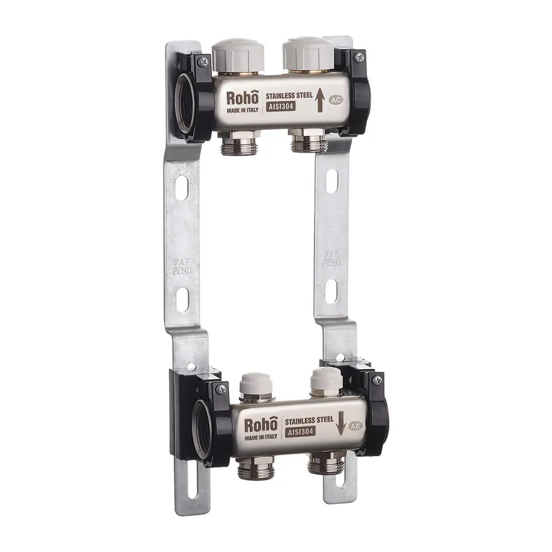 Колектор на 2 контури Roho R805-02 - 1" з  термостатичними та запірними клапанами  