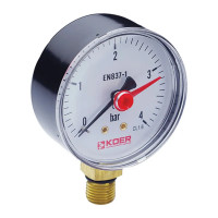 Манометр радіальний KOER KM.621R (0-4 bar), D 63мм, 1/4''-1/2'' 