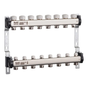 Коллектор на 8 контуров Roho R805-08 - 1" с термостатическими и запорными клапанами