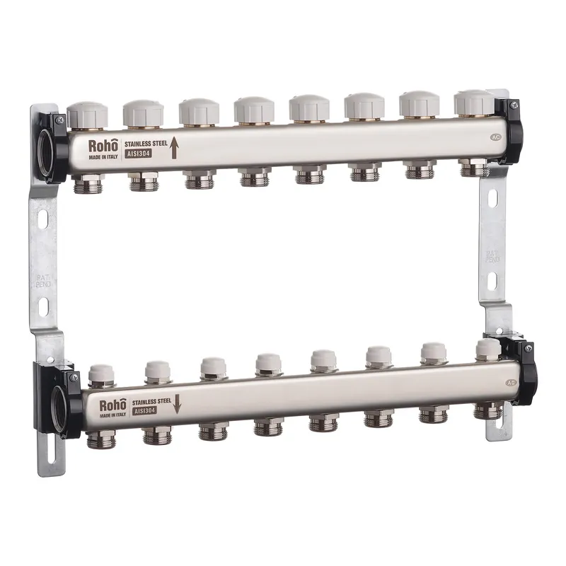 Колектор на 8 контурів Roho R805-08 - 1" з  термостатичними та запірними клапанами  