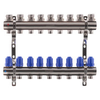 Колектор на 9 контурів Koer KR.1100-09 1" з  термостатичними клапанами 