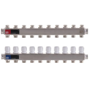 Колектор на 10 контурів Europroduct EP.S1100-10 1" з  термостатичними клапанами    