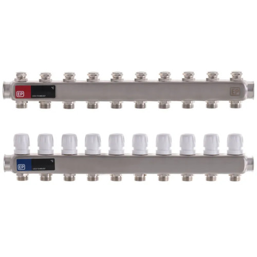Колектор на 10 контурів Europroduct EP.S1100-10 1" з  термостатичними клапанами    