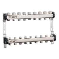 Колектор на 9 контурів Roho R805-09 - 1" з термостатичними та запірними клапанами 