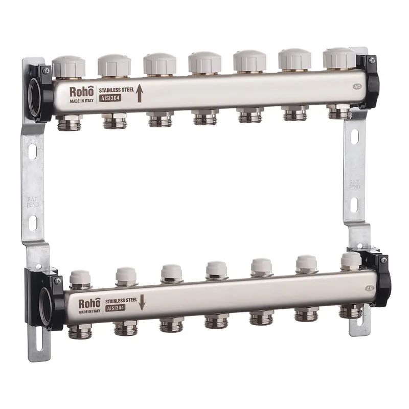 Колектор на 7 контурів Roho R805-07 - 1" з  термостатичними та запірними клапанами   