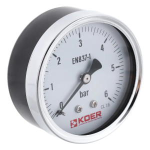 Манометр KOER KM.611A D 63мм (0-6 bar) 1/4''-1/2'' осевой