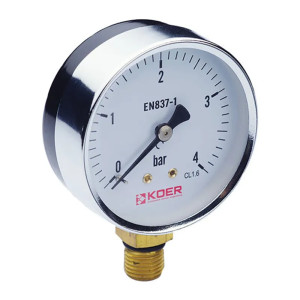 Манометр радіальний KOER KM.610R (0-4 bar), D 63мм, 1/4''-1/2''  