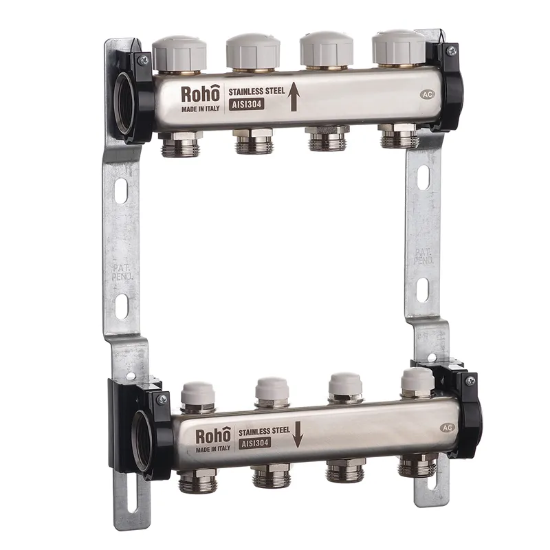 Колектор на 4 контури Roho R805-04 - 1" з термостатичними та запірними клапанами