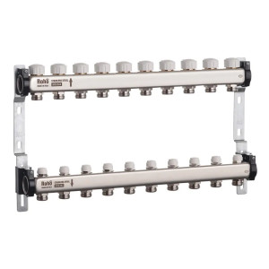 Коллектор на 10 контуров Roho R805-10 - 1" с термостатическими и запорными клапанами 