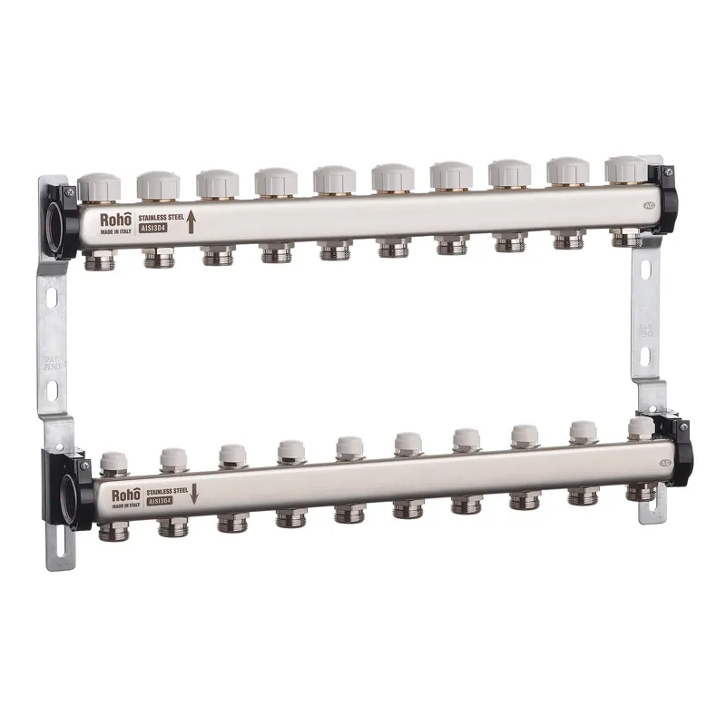 Колектор на 10 контурів Roho R805-10 - 1" з термостатичними та запірними клапанами 
