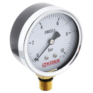 Манометр радиальный KOER KM.610R (0-10 bar), D 63мм, 1/4''-1/2'' (KR0205)