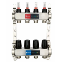 Колектор на 10 контурів Reiger 1"х3/4" з витратомірами, нержавіюча сталь