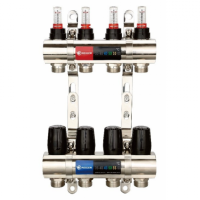 Колектор на 10 контурів Reiger 1"х3/4" з витратомірами, латунь 