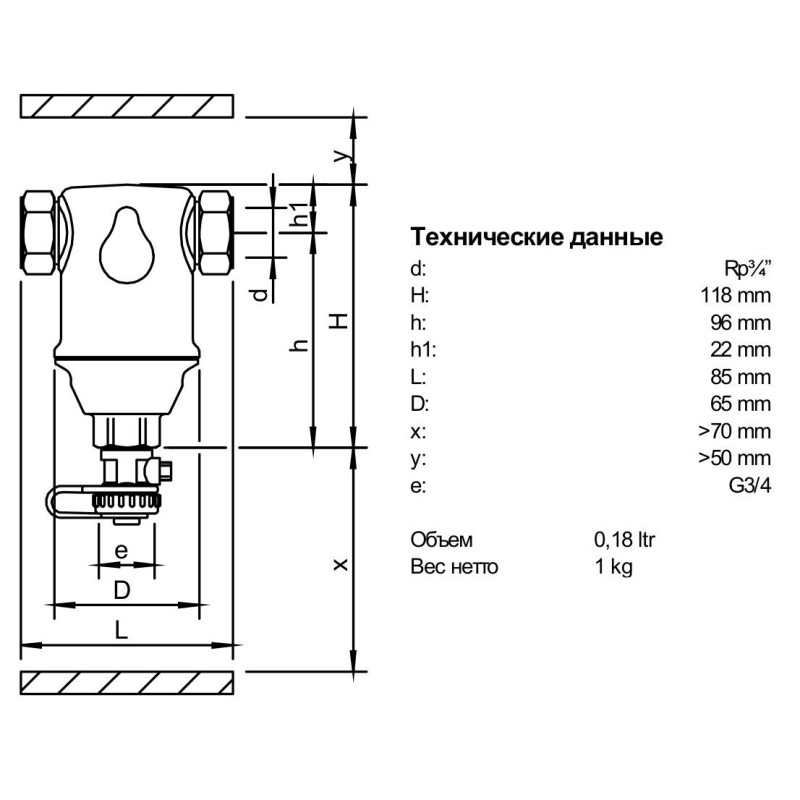 Сепаратор шламу SpiroTrap Dirt 3/4" 110 ° С, 10 бар (АЕ075)