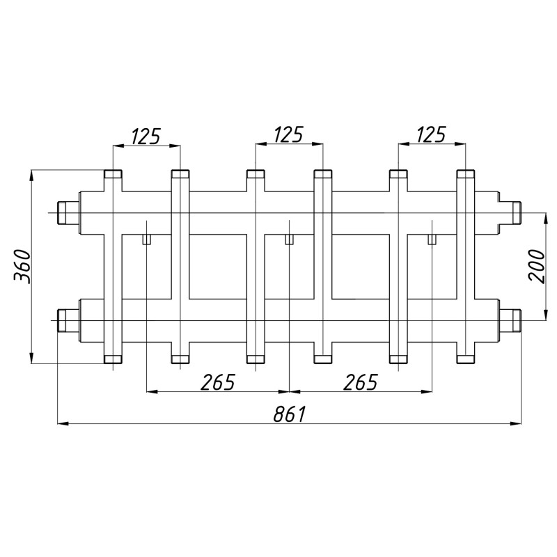 Распределительный коллектор К62ВН125(200) с изоляцией