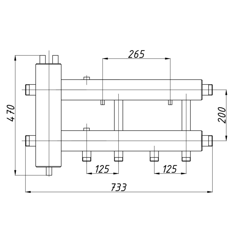 Розподільчий колектор з гідрострілкою КГС22Н125(200) з ізоляцією
