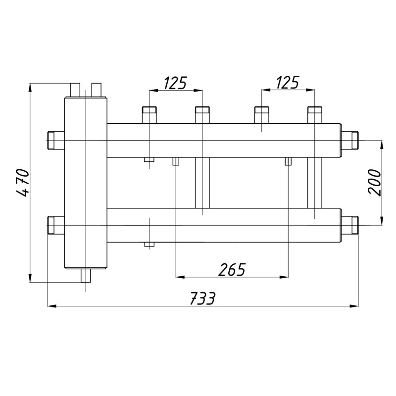 Розподільчий колектор з гідрострілкою КГС22В125(200) з ізоляцією