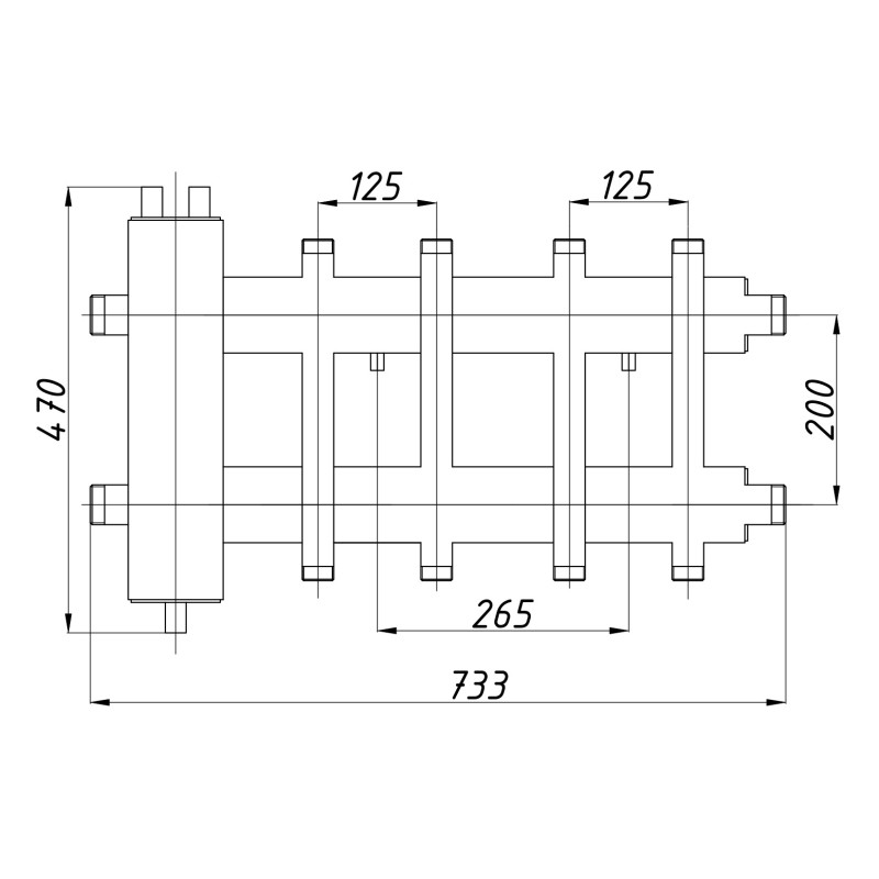 Розподільчий колектор з гідрострілкою КГС42ВН125(200) з ізоляцією