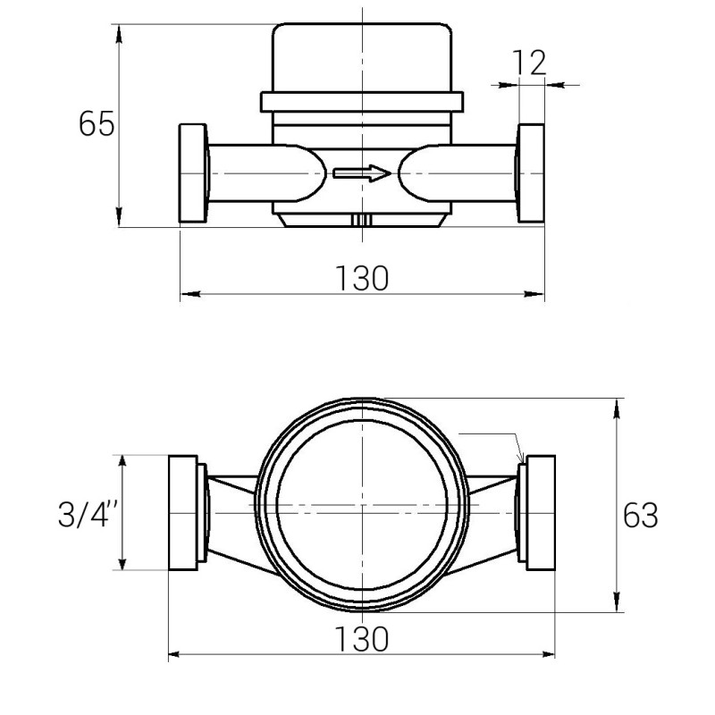 Счетчик холодной воды ECOSTAR DN20 3/4″ L110 E-C 4,0 (без штуцера)