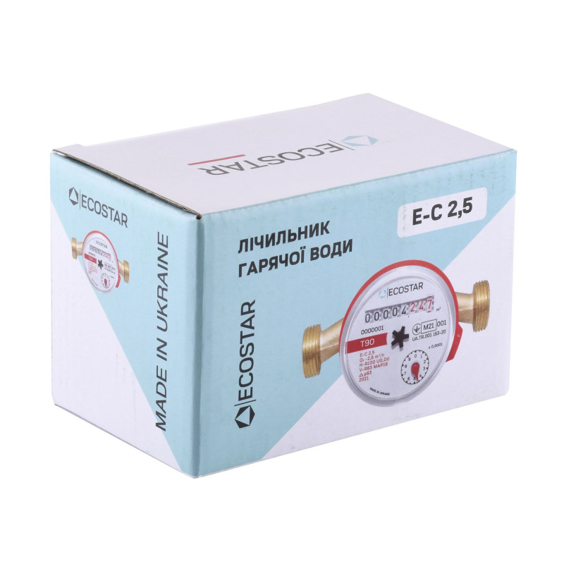 Лічильник гарячої води ECOSTAR DN15 1/2″ L110 E-C 2,5 (без штуцера)