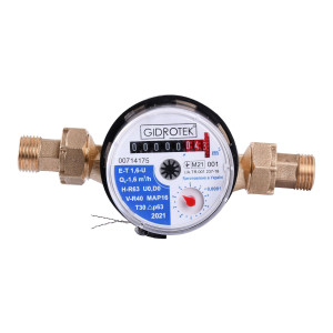 Счетчик холодной воды Gidrotek E-T 1,6U 1/2” со штуцером (110мм)