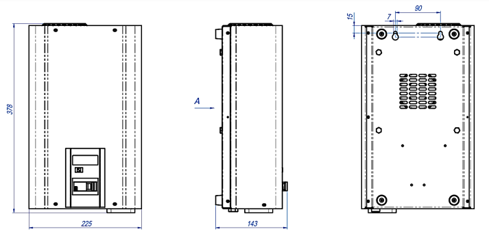 Розміри Стабілізатор напруги однофазний 3.5 кВт кВт Елекс Гібрид У 7-1/16 v2.0 побутовий 