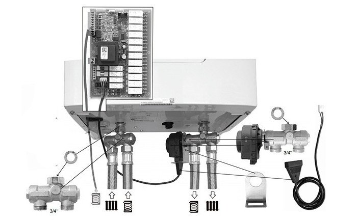 Підключення до котла Teknix Аква Комплект 3-ходового клапана FUGAS для електрокотла