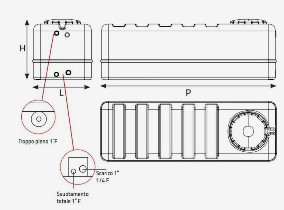 Розміри Ємність пластикова 300 л TELCOM Aquarius SRS 