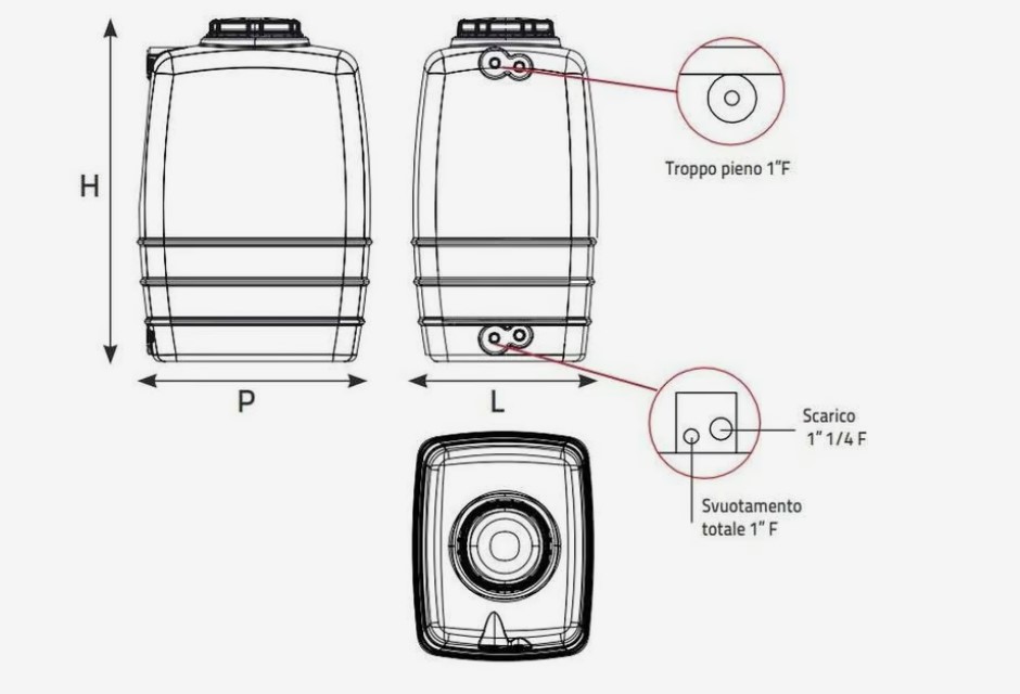 Розміри Ємність пластикова 500 л TELCOM Aquarius SQN 3