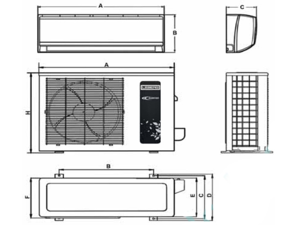 Розміри Інверторний кондиціонер Leberg LBS-VKG07UA2/LBU-VKG07UA2 (20 кв.м) 