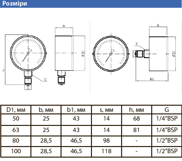 манометр Tervix Pro Line 80 0-4 бар 1/2